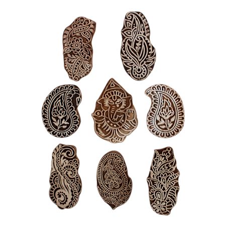 Set of 8 Piece New Mix Wooden Printing Block