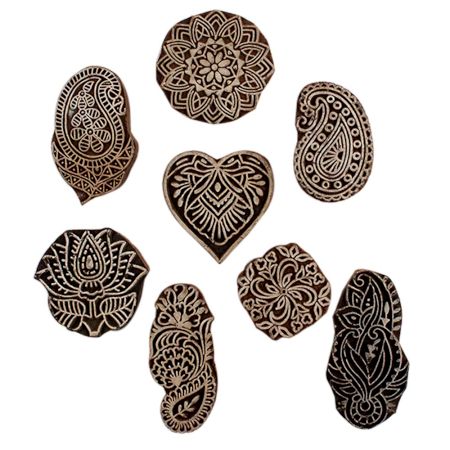Set of 8 Piece New Mix Wooden Printing Block