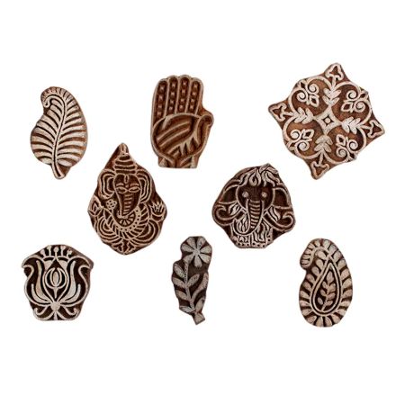 Set of 8 Piece New Mix Wooden Printing Block