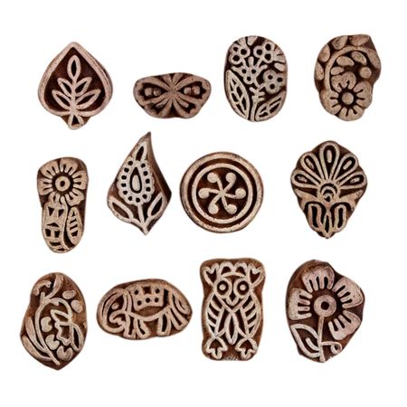 Set of 12 Piece New Mix Wooden Printing Block