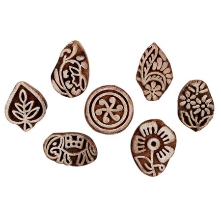 Set of 7 Piece New Mix Wooden Printing Block