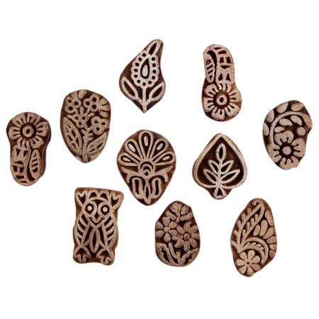 Set of 10 Piece New Mix Wooden Printing Block