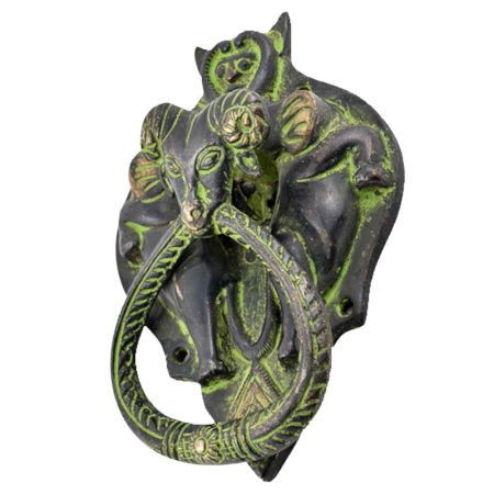 Bronze Deer Two Elephants Knocker