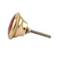 Round Red Stone and Metal Knob