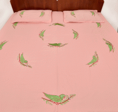 Parrot Pink Cotton Bedsheet