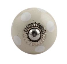 Cream White Dot Small Dresser Knob