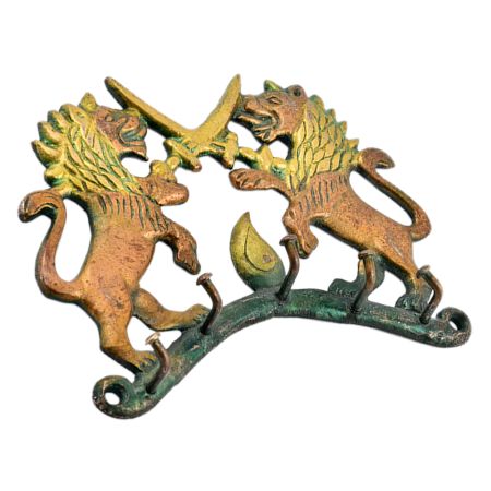 Bronze Two Lion and Sword Look Hooks