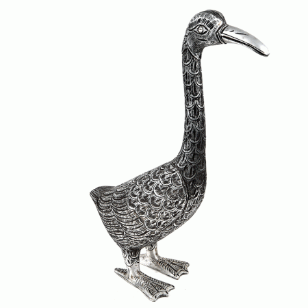 Silver Duck Garden Sculpture