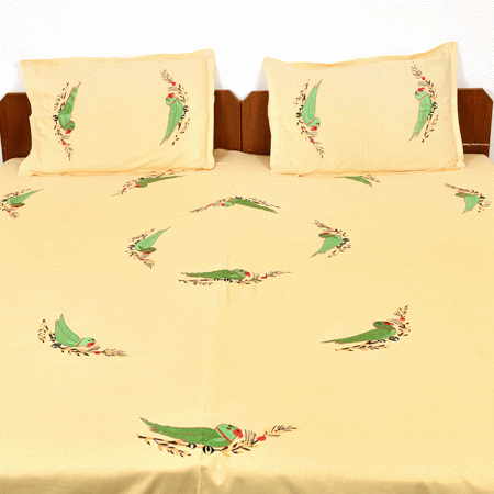 Parrot Yellow Cotton Bedsheet