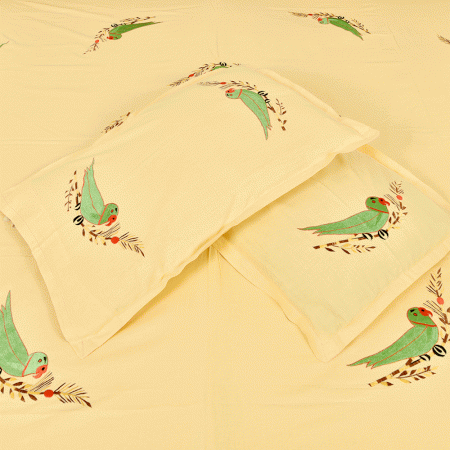 Parrot Yellow Cotton Bedsheet