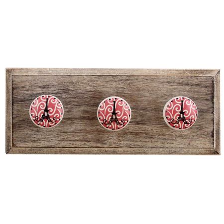 Pink Paris Eiffel Tower Flat Wooden Hooks