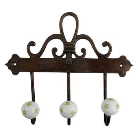Pea Green Star Ceramic Iron Hooks