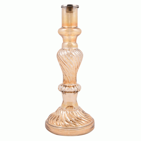 Glass Pillar Candle Holder With Spiral Design(Set of 1 Piece)