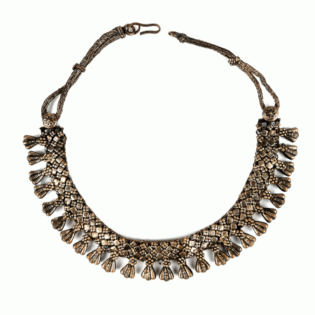 Silver Alloy Oxidized Choker Collar Necklace
