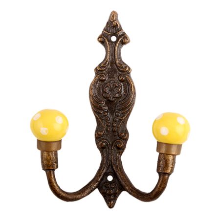 Yellow White Dot Ceramic Iron Hooks