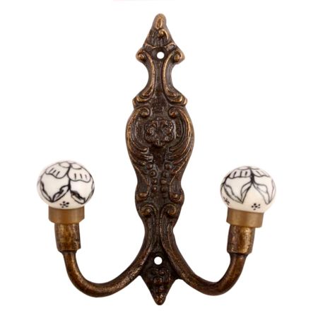 Black Floral Ceramic Iron Hooks