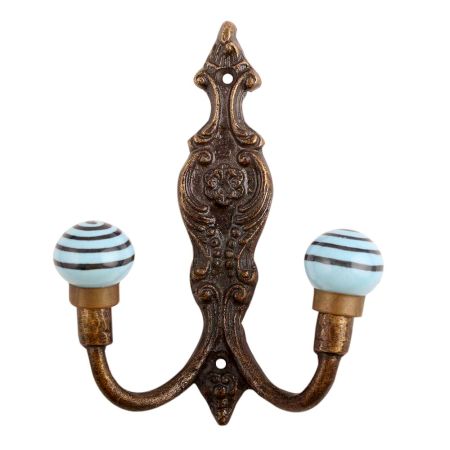 Turquoise Black Strip Ceramic Iron Hooks
