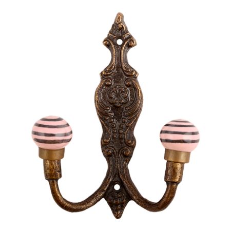 Pink Black Strip Ceramic Iron Hooks