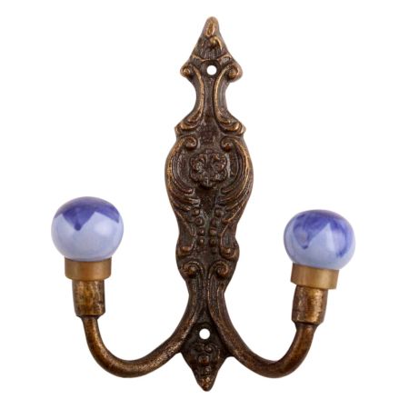 Navy Blue Floral Ceramic Iron Hooks