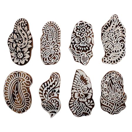 Set of 8 Piece New Mix Wooden Printing Block