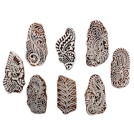 Set of 8 Piece New Mix Wooden Printing Block