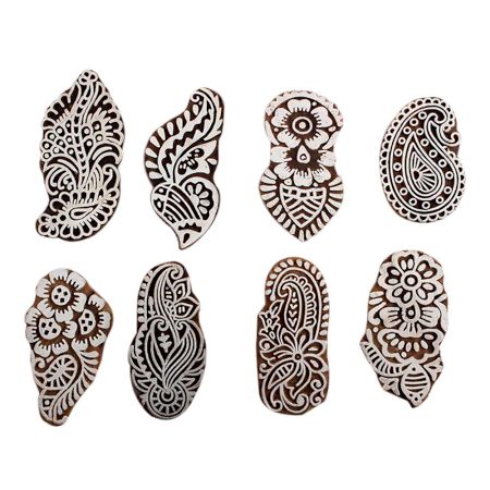 Set of 8 Piece New Mix Wooden Printing Block