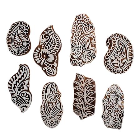 Set of 8 Piece New Mix Wooden Printing Block
