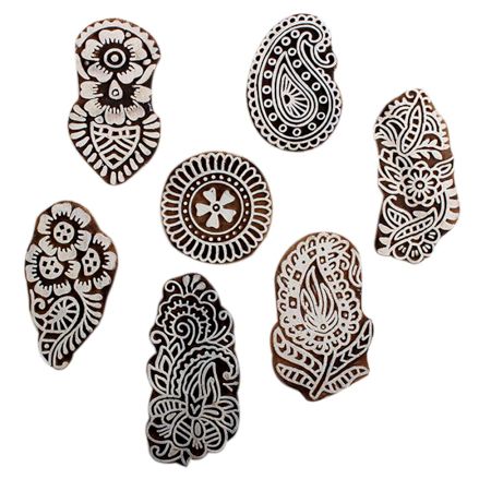 Set of 7 Piece New Mix Wooden Printing Block
