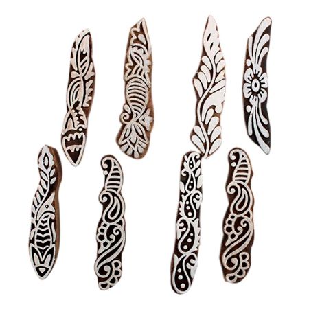 Set of 8 Piece New Mix Wooden Printing Block