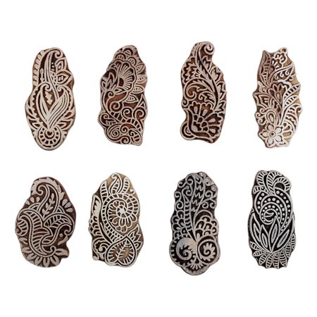 Set of 8 Piece New Mix Wooden Printing Block