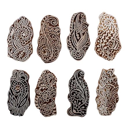 Set of 8 Piece New Mix Wooden Printing Block