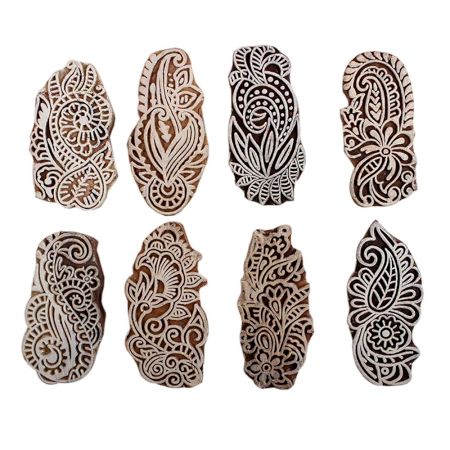 Set of 8 Piece New Mix Wooden Printing Block