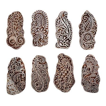 Set of 8 Piece New Mix Wooden Printing Block