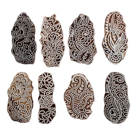 Set of 8 Piece New Mix Wooden Printing Block