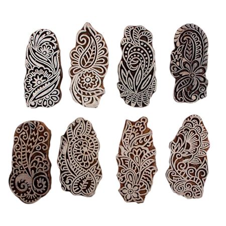 Set of 8 Piece New Mix Wooden Printing Block