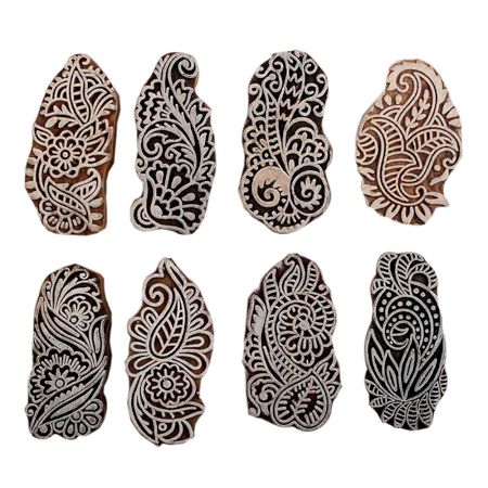 Set of 8 Piece New Mix Wooden Printing Block
