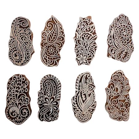 Set of 8 Piece New Mix Wooden Printing Block