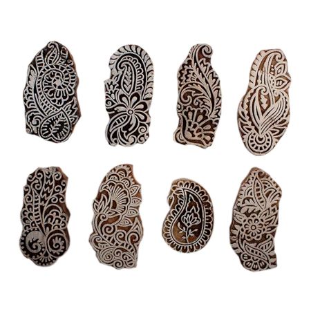 Set of 8 Piece New Mix Wooden Printing Block