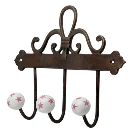 Dark Pink Star Ceramic Iron Hooks