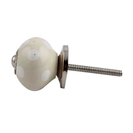 Cream White Dot Small Dresser Knob