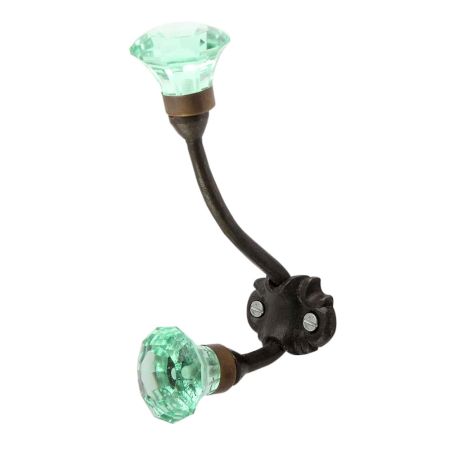 Sea Green Diamond Glass Cut Iron Hook