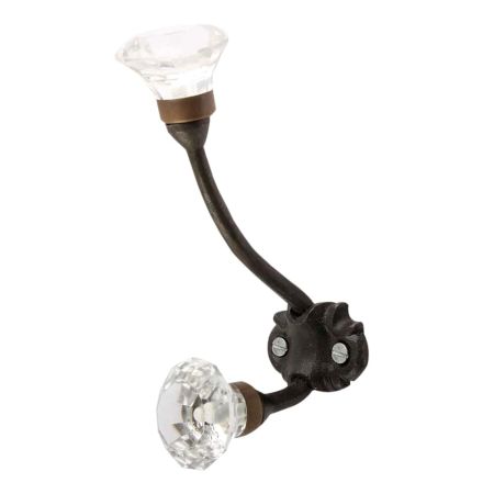 Clear Diamond Glass Cut Iron Hooks