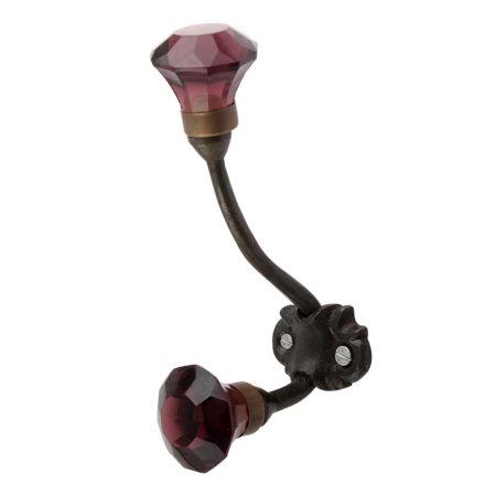 Amethyst Diamond Glass Cut Iron Hook