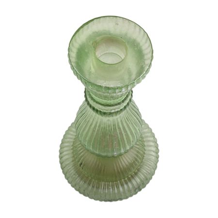 Green Pillar Glass Candle Holder (Set of 1 Piece)