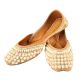Golden Leather Hand Crafted Jutties With Beads And White Pearls