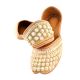 Golden Leather Hand Crafted Jutties With Beads And White Pearls