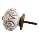 White Brown Floral Etched Knob