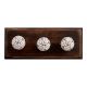 White Base Brown Etched Ceramic Floral Wooden Hooks