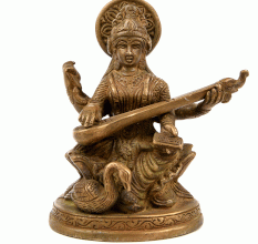 Goddess Saraswati with Veena Brass Statue