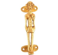 Carved Tribal Figurine Golden Door Handle